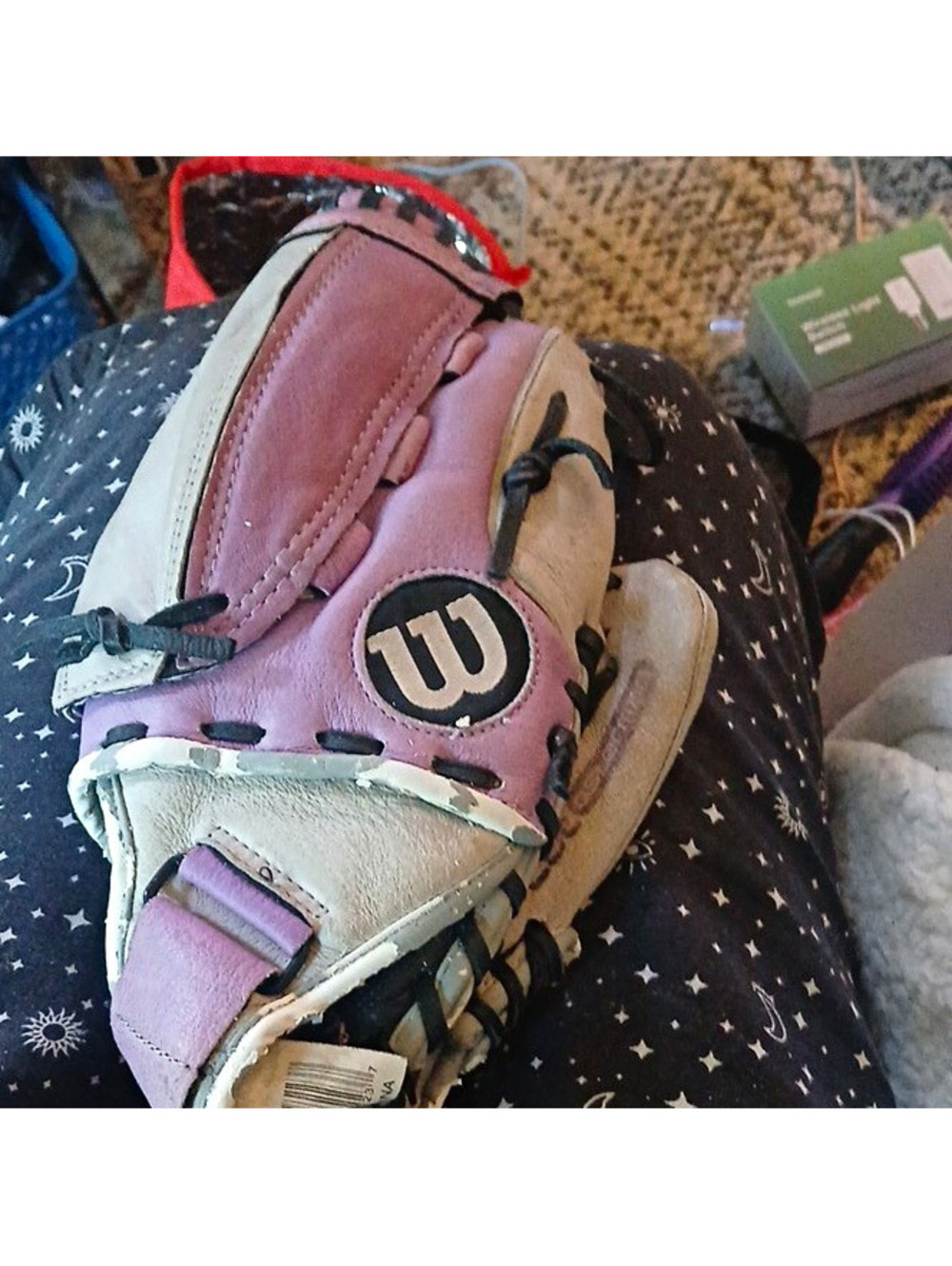 Wilson 10" Unisex Kids Left-Hand Leather 5-Finger Glove Purple/White/Black